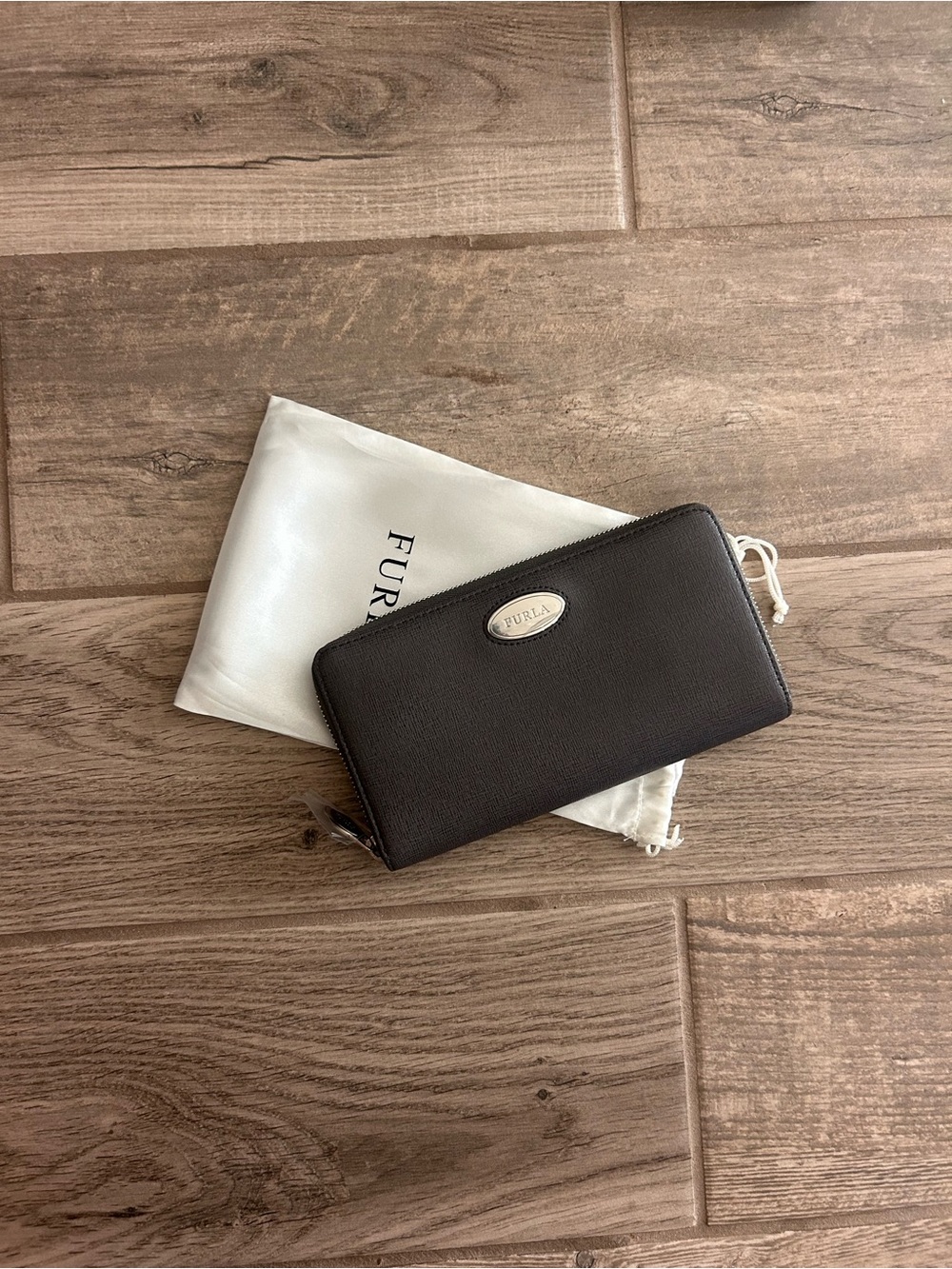 Furla Dark Gray Zip-Around Leather Wallet